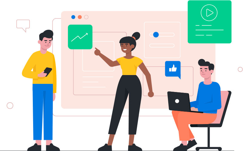 Developer working at a kiosk